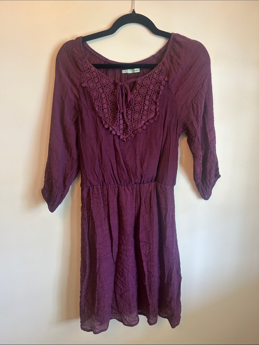 Maurices Plum Crochet-Trim Mini Dress